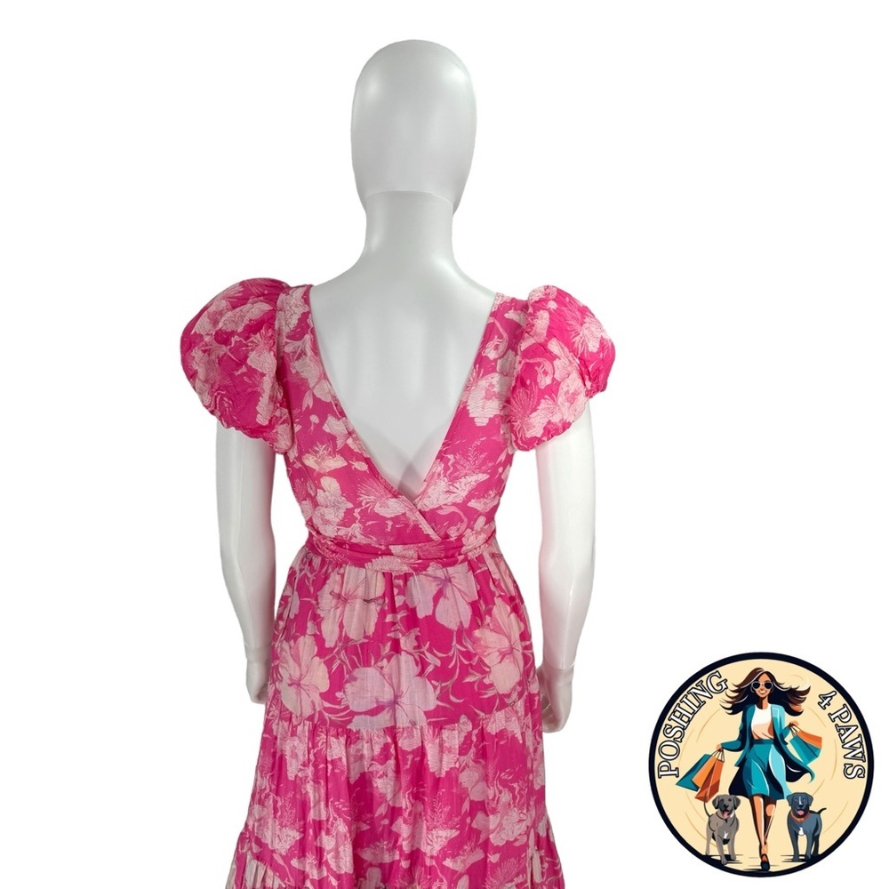 LoveShackFancy | NEW Karalie Silk Blend Maxi Dress in Holiday Sun Fuchsia Size 2 - Picture 10 of 13